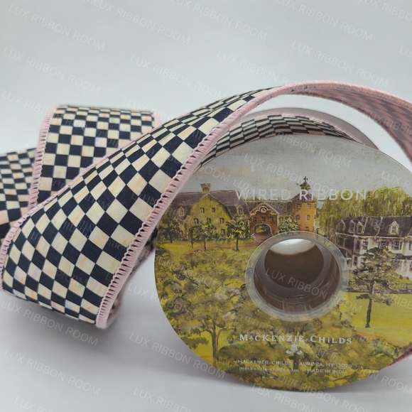 MacKenzie-Childs Other - MACKENZIE-CHILDS Courtly Check 2.5" Wired Ribbon Two (2) Yards Pink Edge